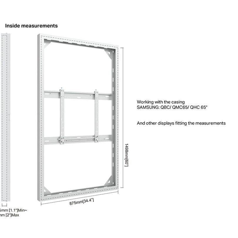 Multibrackets M Pro Series Enclosure 65" Wall Slim Medium White