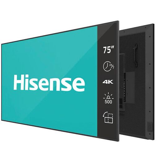 Hisense 75DM66D Signage Display 190.5 cm (75") LED Wi-Fi 500 cd/m² 4K Ultra HD Black Built-in processor Android 11 24/7