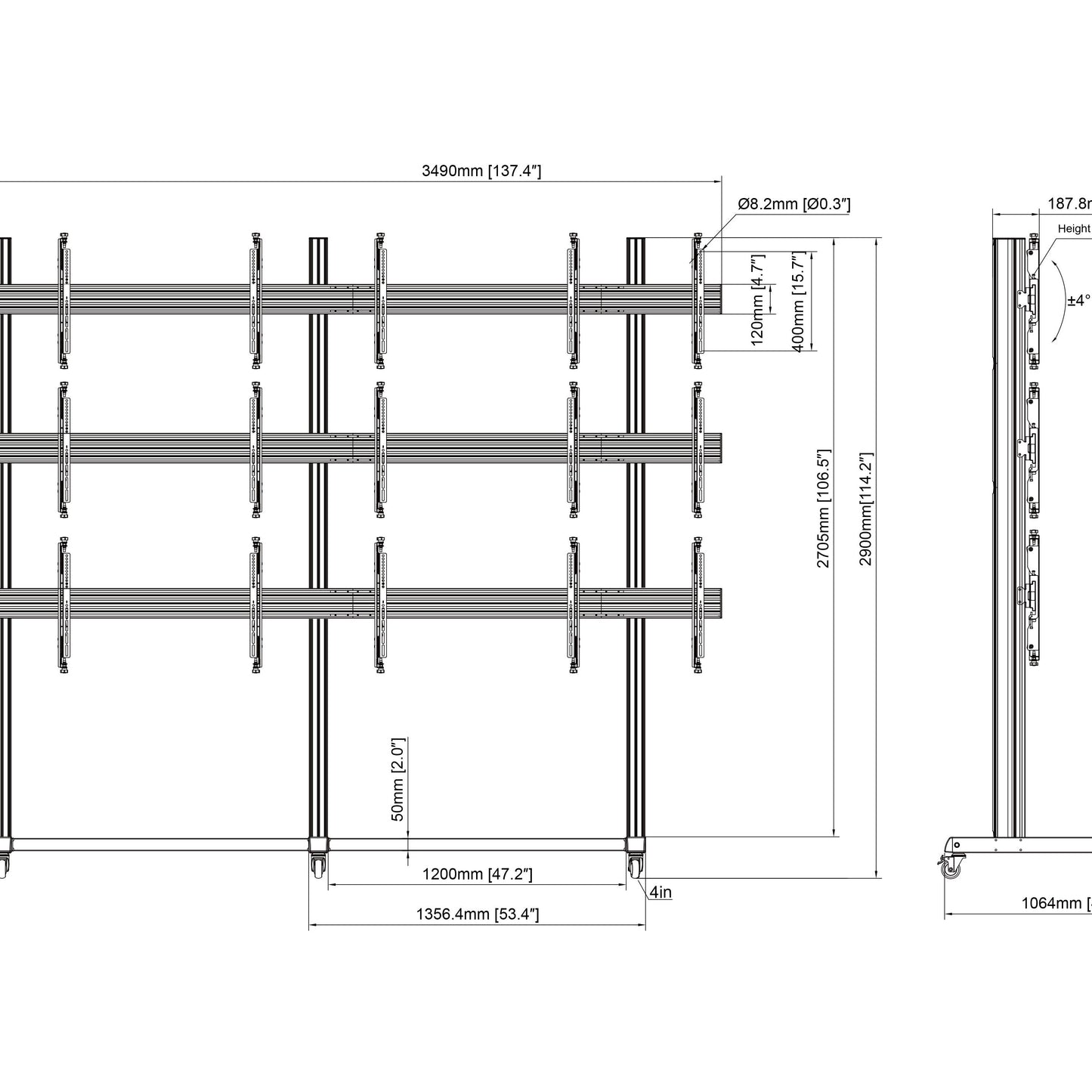 Multibrackets M Pro Series Video Wall Stand 3x3 43-65" Black