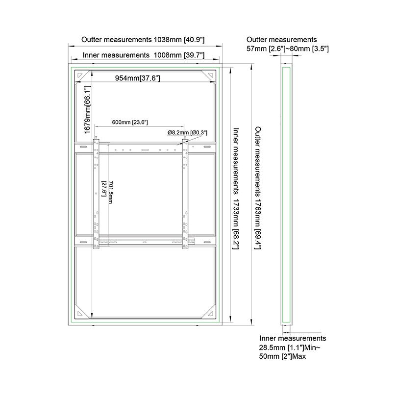 Multibrackets M Pro Series Enclosure 75" Wall Slim Medium White