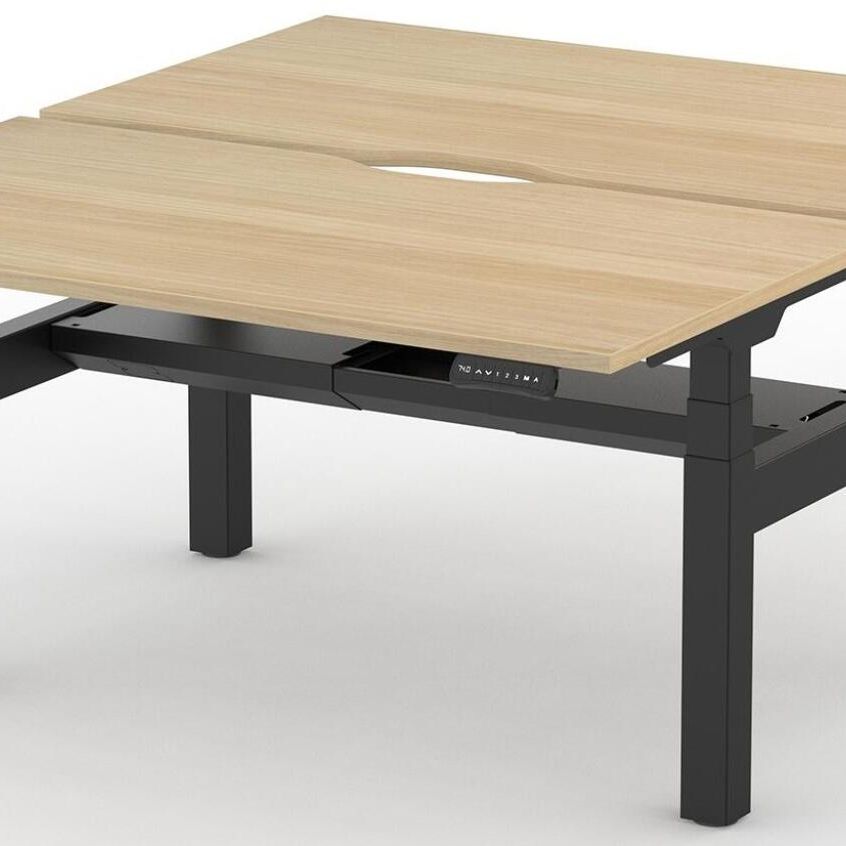 Formetiq B/H2B48S Alto 2 Back-To-Back Height Adjustable Desk with Scoop - (w) 1400 x (d) 800mm