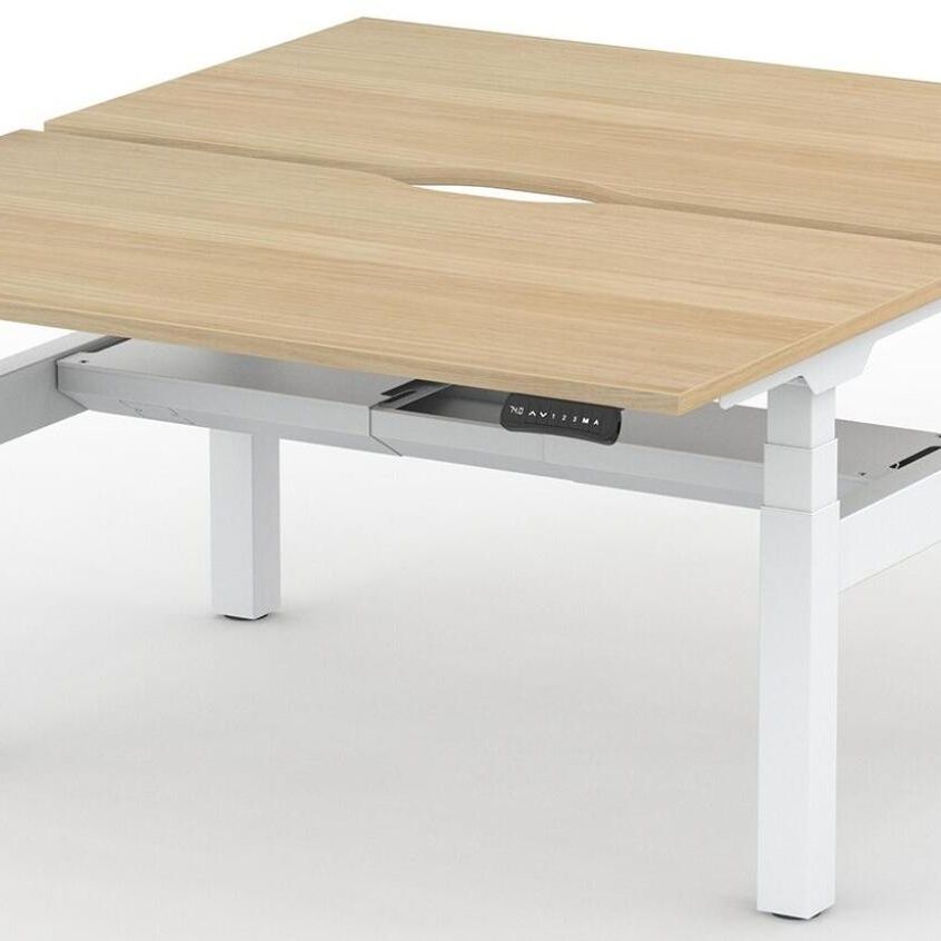 Formetiq B/H2B48S Alto 2 Back-To-Back Height Adjustable Desk with Scoop - (w) 1400 x (d) 800mm