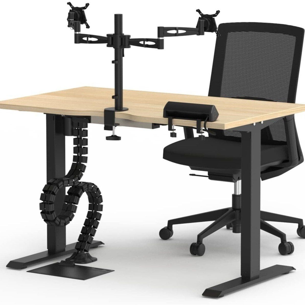 Formetiq B/SPBUNDLE3 Sit-Stand Desk, Veneto Chair & Accessories Bundle - Monitor Arm, Under Desk Power Module, Boost Power Module, Power Cable & Cable Spine