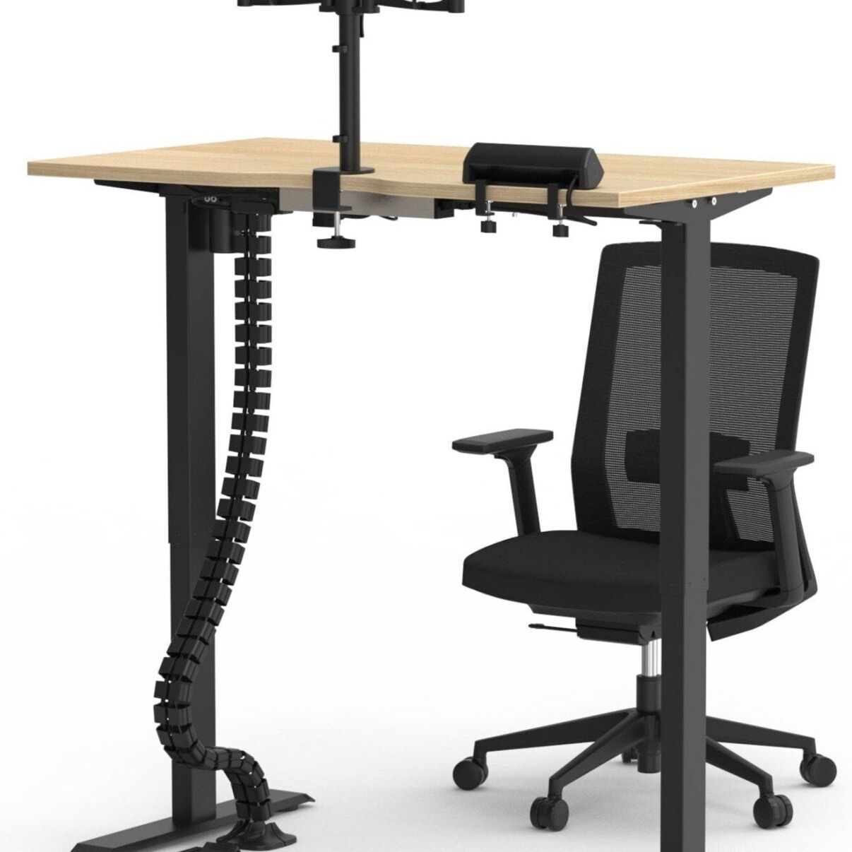 Formetiq B/SPBUNDLE3 Sit-Stand Desk, Veneto Chair & Accessories Bundle - Monitor Arm, Under Desk Power Module, Boost Power Module, Power Cable & Cable Spine