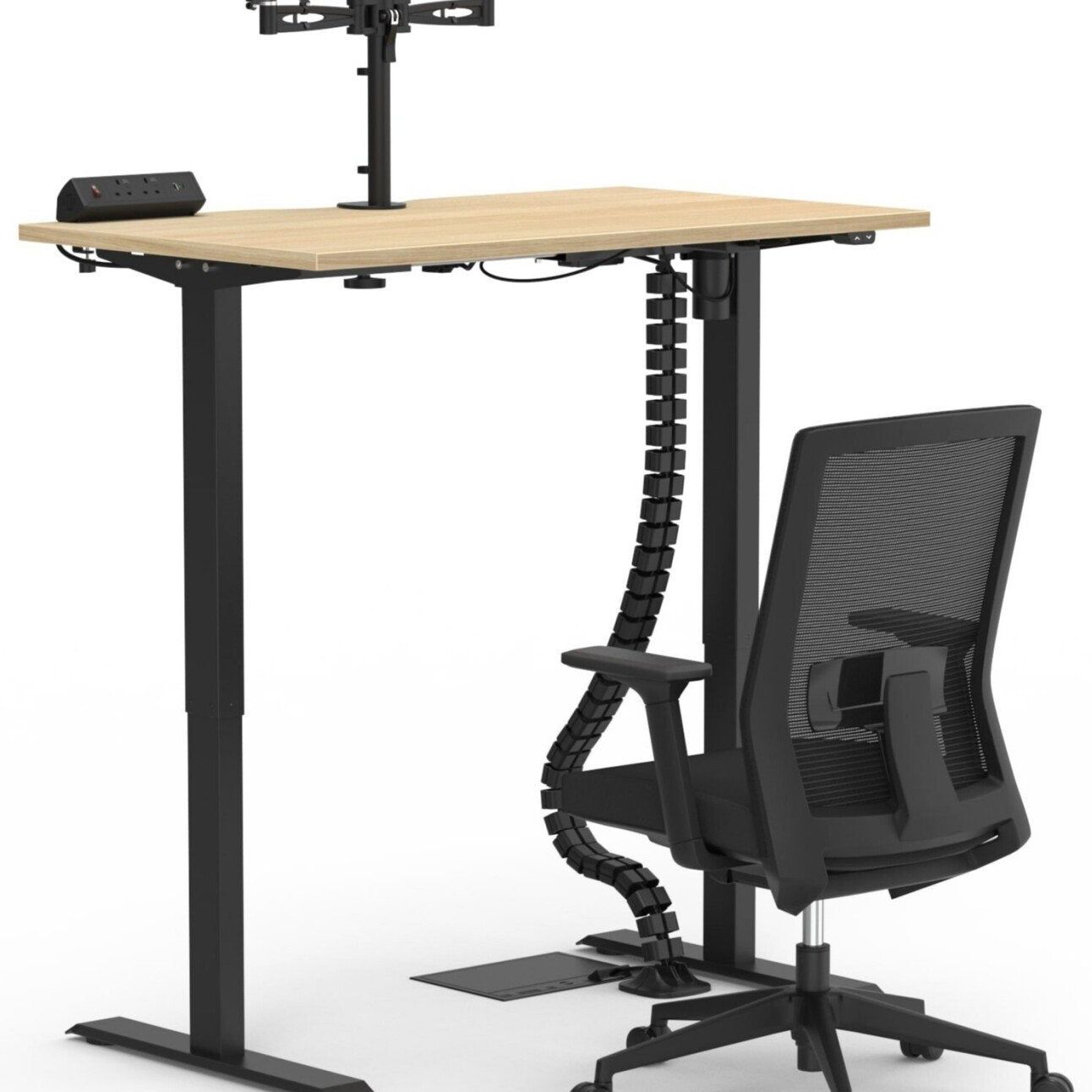 Formetiq B/SPBUNDLE3 Sit-Stand Desk, Veneto Chair & Accessories Bundle - Monitor Arm, Under Desk Power Module, Boost Power Module, Power Cable & Cable Spine
