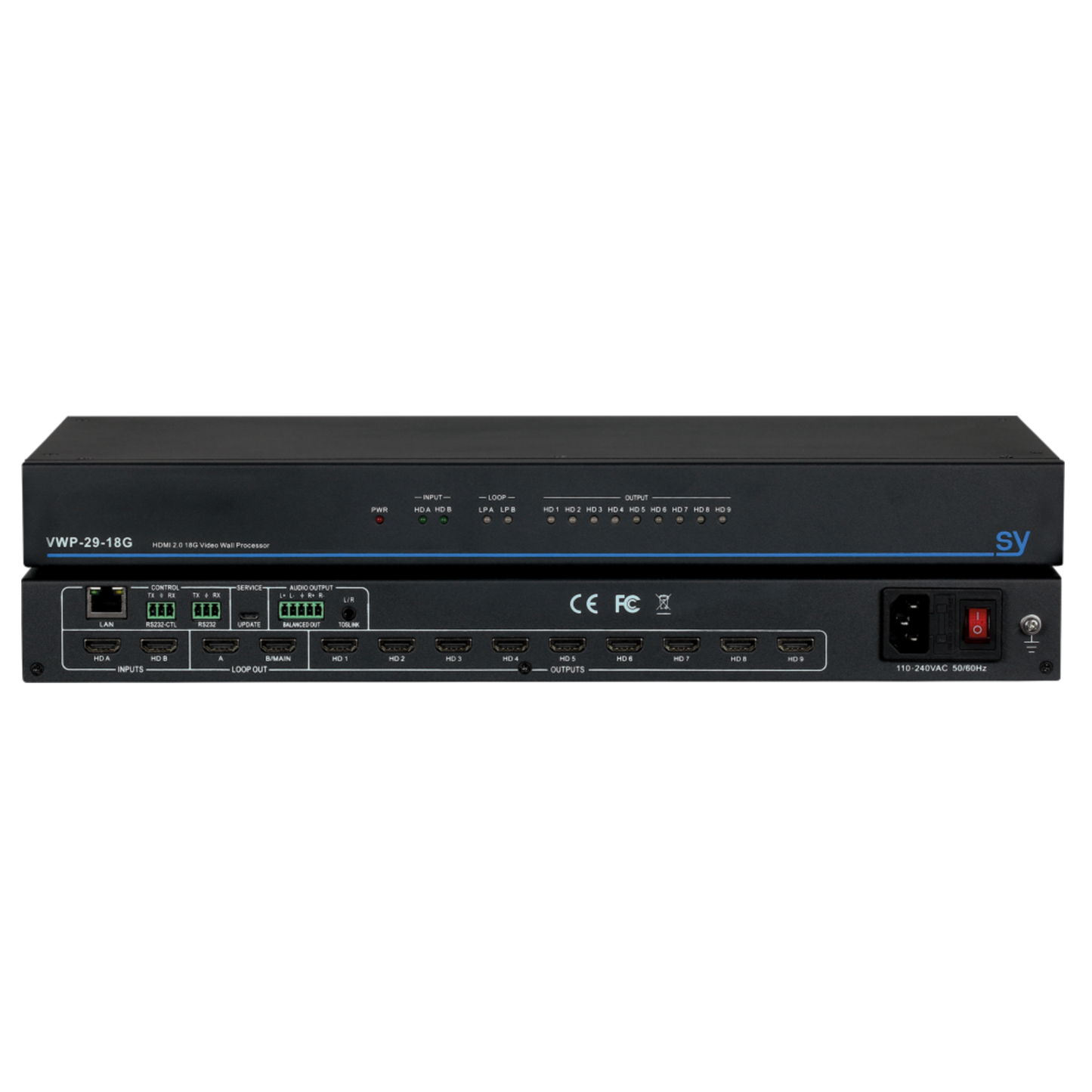 SY Dual Input Video Wall Processor (9× HDMI Outputs + Loop Outs)