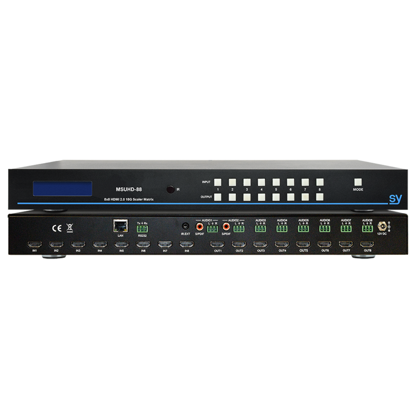 SY 8x8 HDMI 2.0 (18G) Matrix with Up/Down Scaling per output