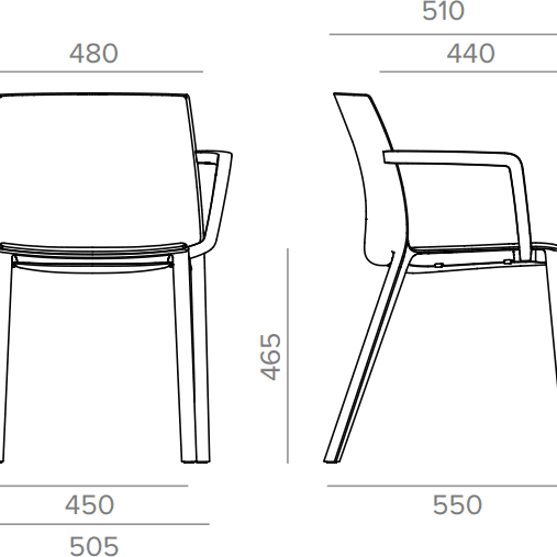 Formetiq B/SCPAP-E4 Palermo 4-Leg Chair with Integrated Arms