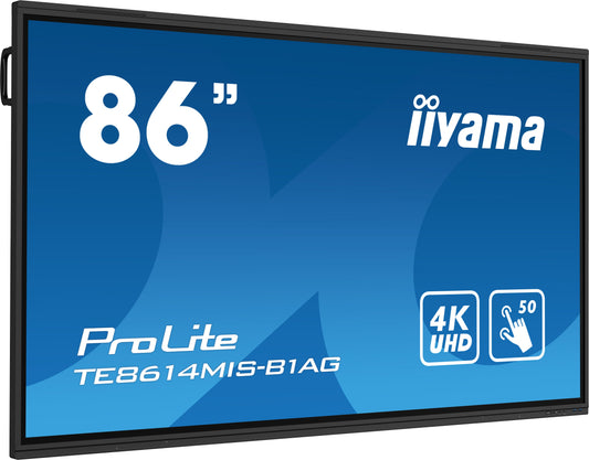 Iiyama ProLite TE8614MIS-B1AG 86" PureTouch-IR+ Touch Screen 4K 24/7 Large Format Display with Android, Wifi & USB-C