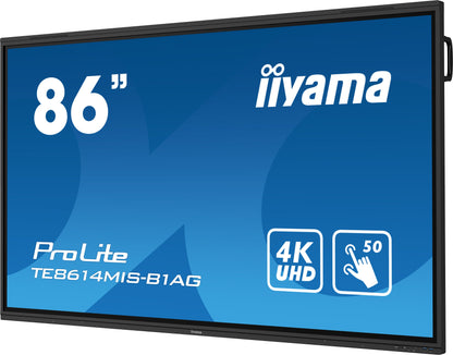 Iiyama ProLite TE8614MIS-B1AG 86" PureTouch-IR+ Touch Screen 4K 24/7 Large Format Display with Android, Wifi & USB-C