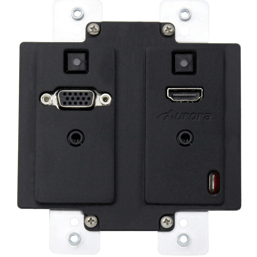 Aurora Multimedia DXW-2-B 2 Input HDBaseT Wall Plate (VGA & HDMI) Black