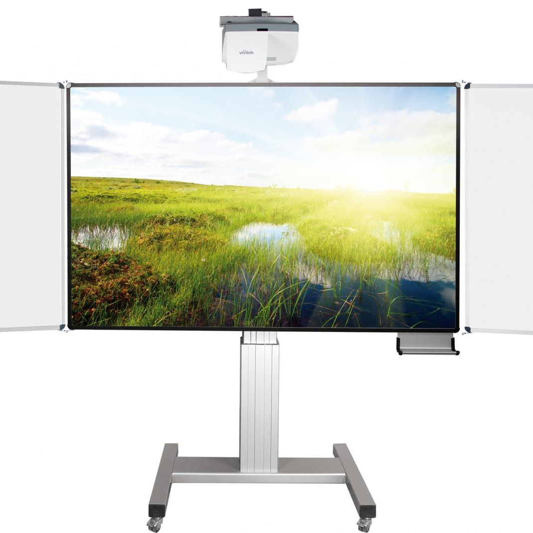 Conen EEB2013WWFO Whiteboard Deluxe 130 Board For Different Pen-operated Projectors Mobile, Electric Height Adjustable, With Two Side Wings