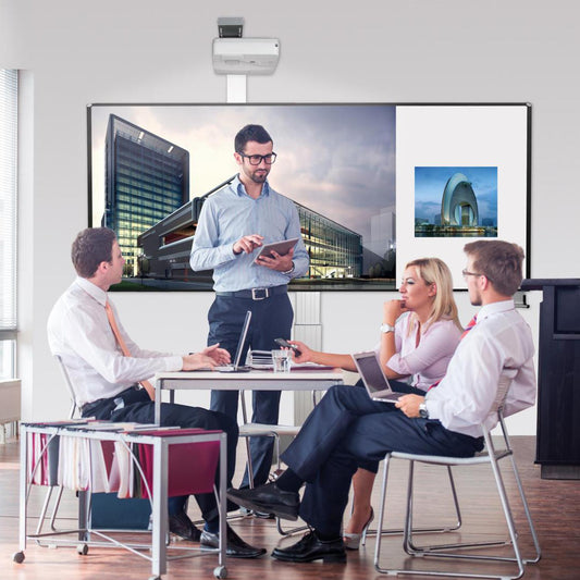 Conen Whiteboard Deluxe 130 Board For Different Pen-operated Projectors 3 M Wide, Electric Height Adjustable, For Wall Mounting With Floor Plate