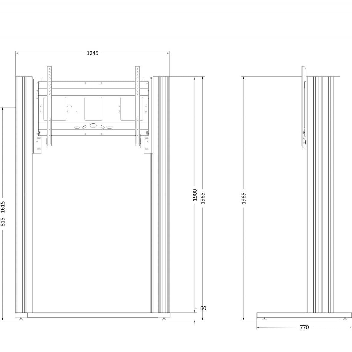 Conen PYKL-IFPD-HW Freestanding Counterweight Pylon-system For Monitors From 65-86" Manually Height Adjustable With 2 Whiteboard Wings
