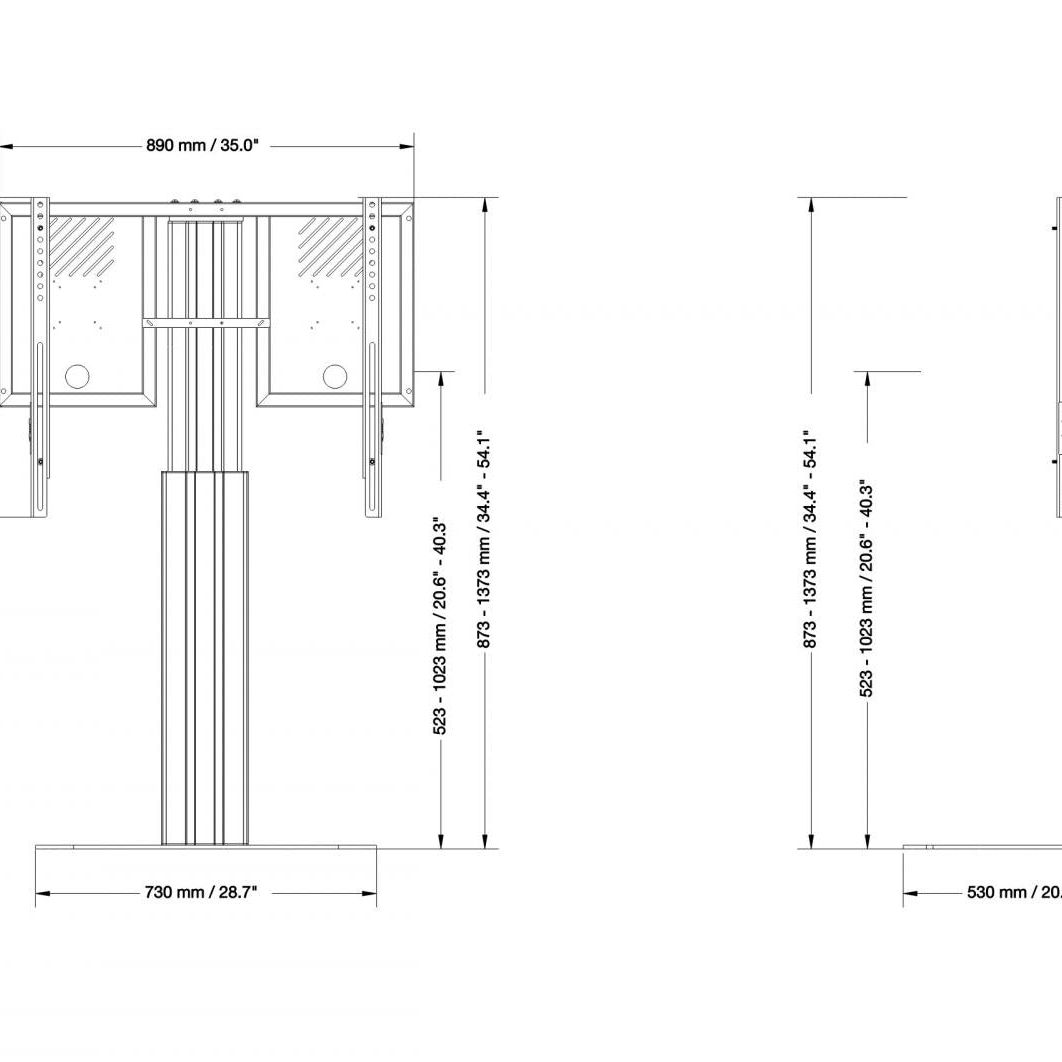 Conen RLI8050PBK Height Adjustable Display And Monitor Stand, Lite Series With 50 Cm Of Vertical Travel Column Black, Anti-collision, Low Model, Floor Plate Black