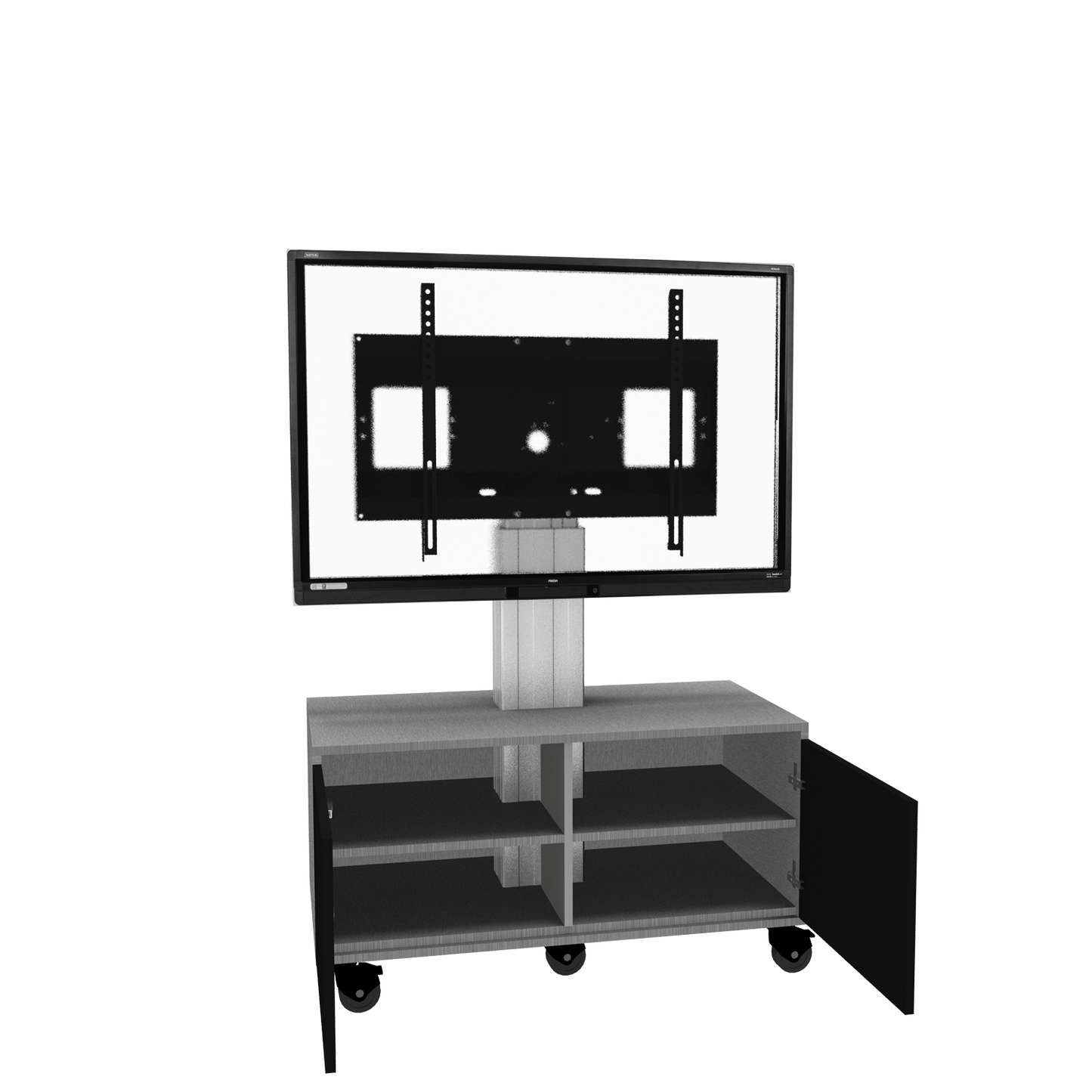 Conen SCETASBN Mobile TV Cabinet With Electrically Height Adjustment "Vsm Electric" Column Silver Anodized, 50 Cm Of Vertical Travel, Base Cabinet