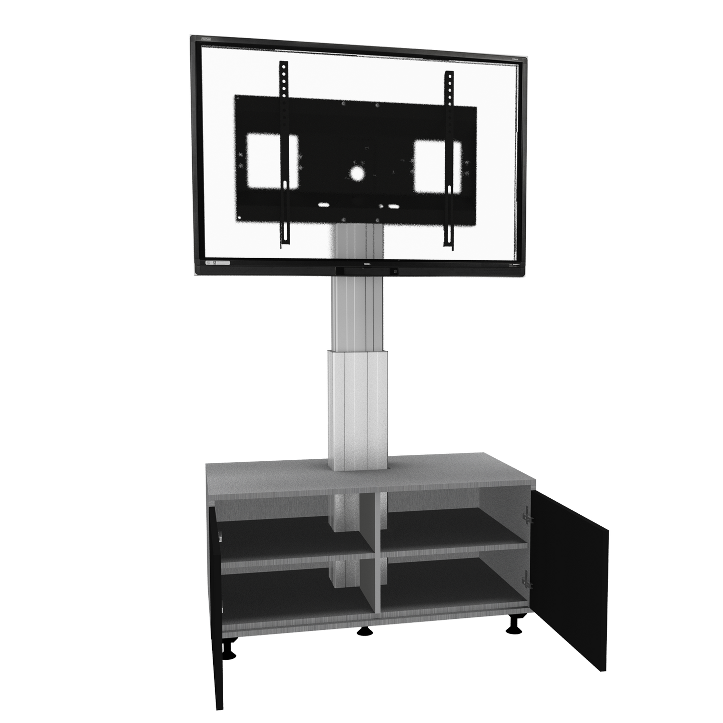 Conen SCETASBN Mobile TV Cabinet With Electrically Height Adjustment "Vsm Electric" Column Silver Anodized, 50 Cm Of Vertical Travel, Base Cabinet