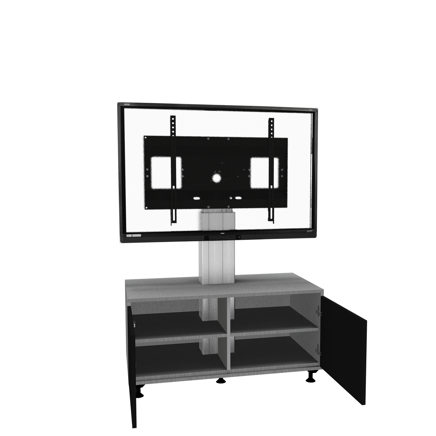 Conen SCETASBN Mobile TV Cabinet With Electrically Height Adjustment "Vsm Electric" Column Silver Anodized, 50 Cm Of Vertical Travel, Base Cabinet