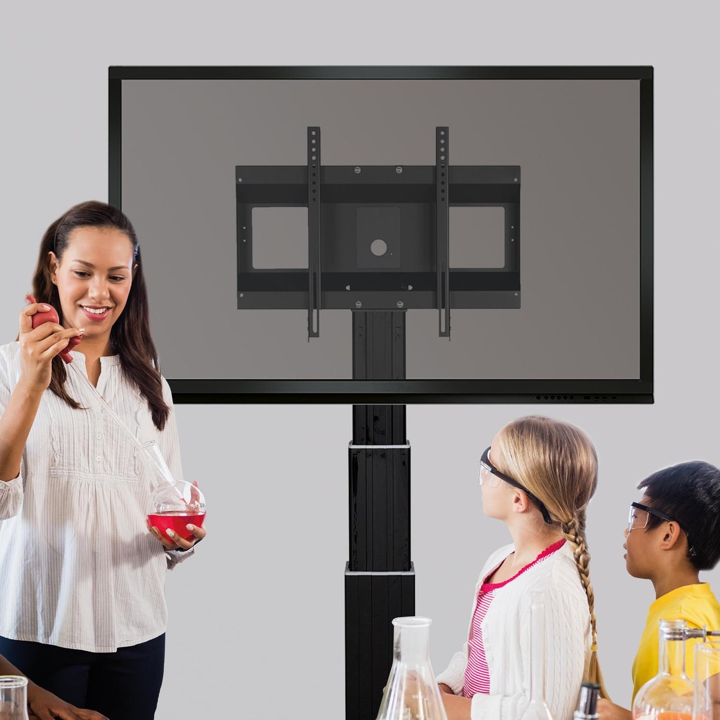 Conen SCETAW3535B Motorized Monitor Wall Mount, 70 Cm Of Vertical Travel Column Black Anodized