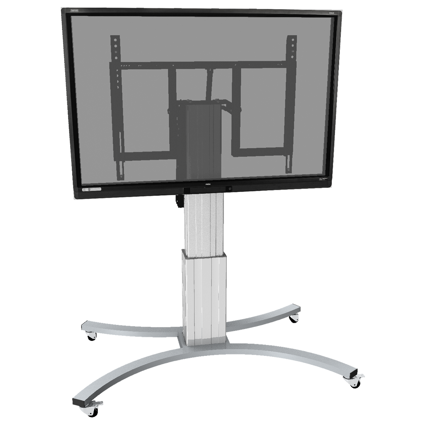 Conen SCETTACR35K Motorized Mobile Height And Tilt Adjustable Monitor Stand, 70 Cm Of Vertical Travel Column Silver Anodized, Anti-collision, C-style Base (Lowered)