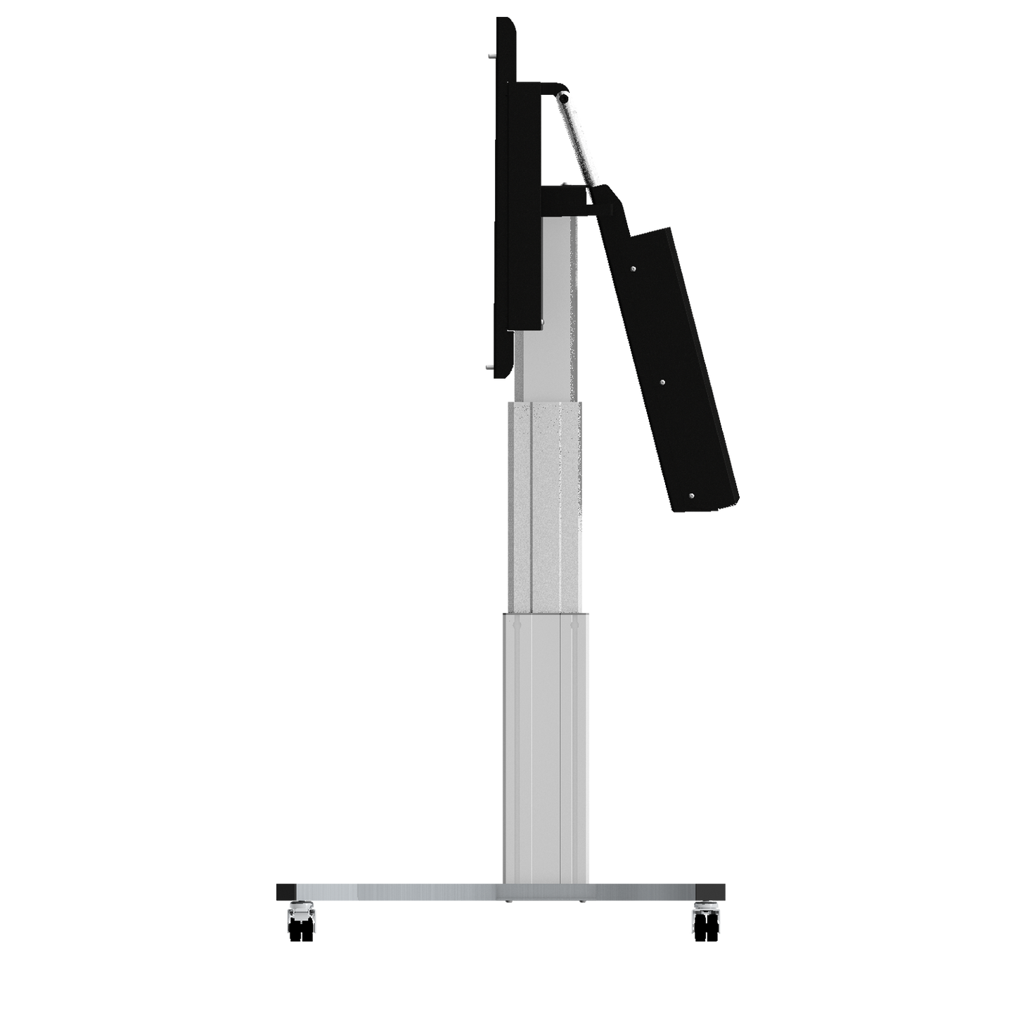 Conen SCETTACR35K Motorized Mobile Height And Tilt Adjustable Monitor Stand, 70 Cm Of Vertical Travel Column Silver Anodized, Anti-collision, C-style Base (Lowered)