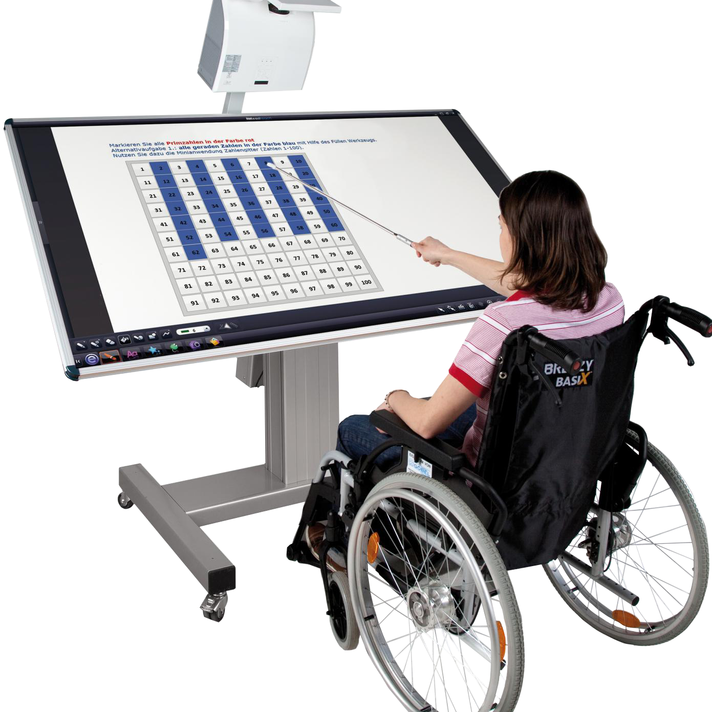 Conen SCETTIHHIO Mobile Tiltable Whiteboard Workitdesk For Different Projectors 1.44 X 0.90 M, Electrically Height & Tilt Adjustable Mount, H-style Base