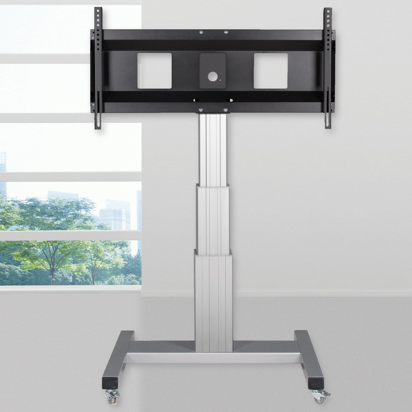 Conen SCEXL3535 Motorized Mobile Xl Flat Screen Tv & Monitor Cart, 70 Cm Of Vertical Travel Column Silver Anodized, H-style Base