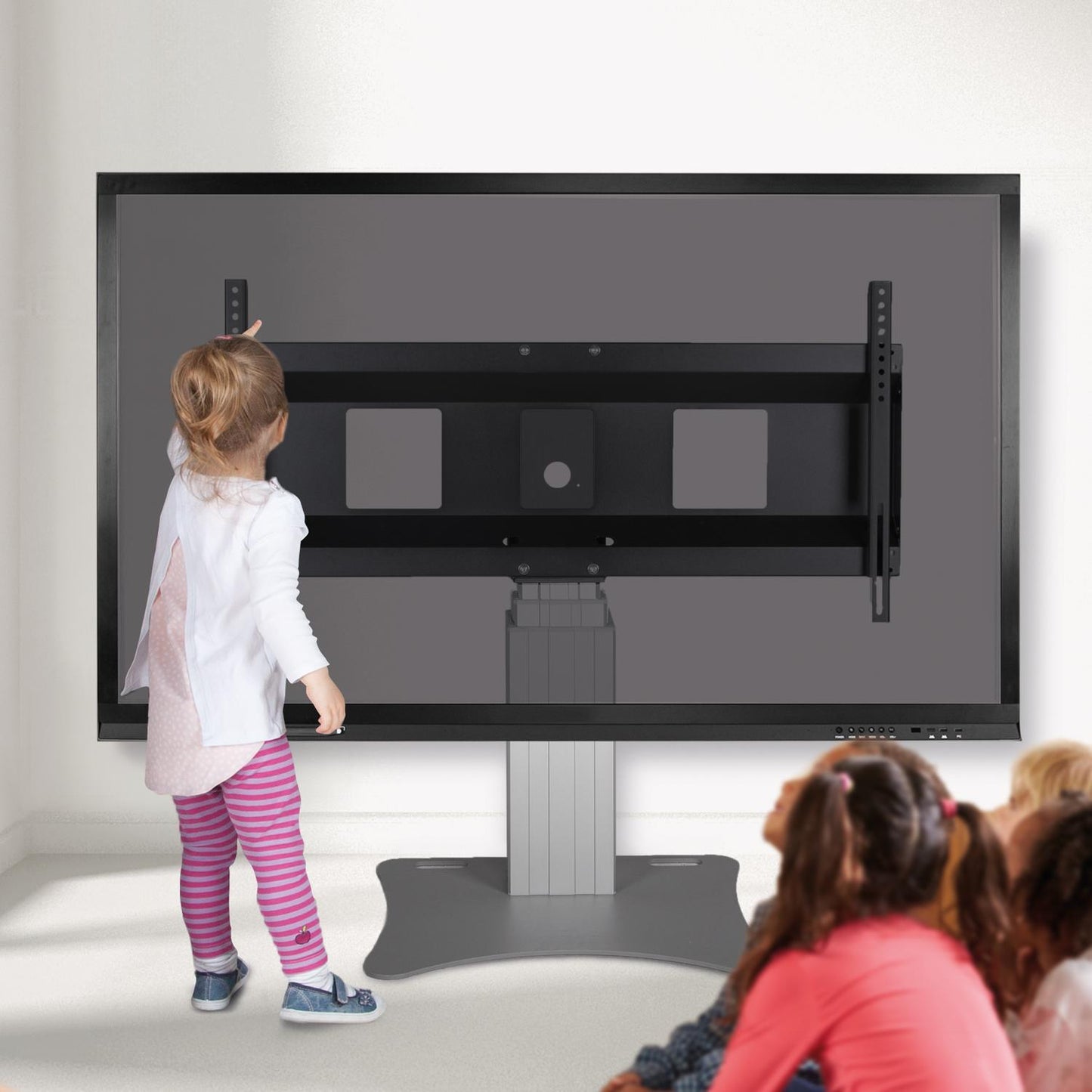 Conen SCEXLP3535 Motorized Xl Display Mount & Monitor Stand, 70 Cm Of Vertical Travel Column Silver Anodized, Floor Plate