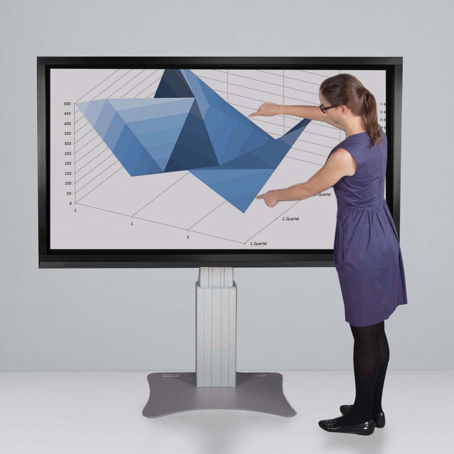 Conen SCEXLP3535 Motorized Xl Display Mount & Monitor Stand, 70 Cm Of Vertical Travel Column Silver Anodized, Floor Plate