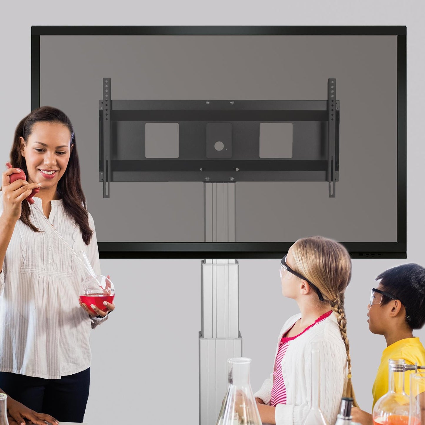 Conen SCEXLW3535 Motorized Xl Monitor Wall Mount, 70 Cm Of Vertical Travel Column Silver Anodized