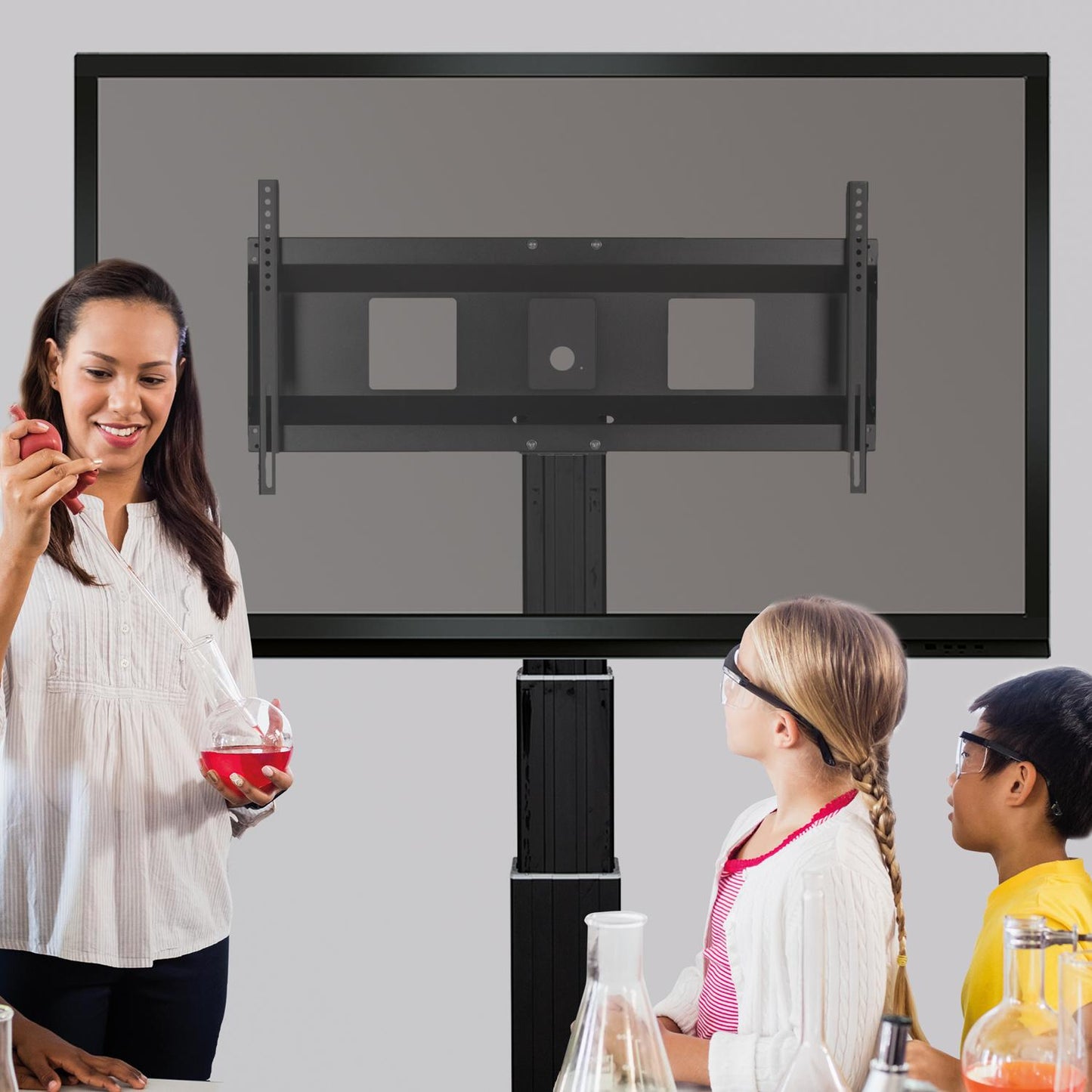 Conen SCEXLW3535B Motorized Xl Monitor Wall Mount, 70 Cm Of Vertical Travel Column Black Anodized