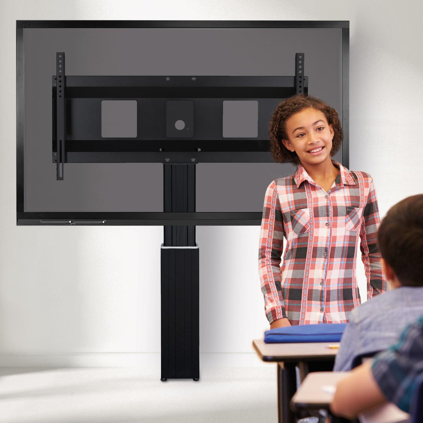 Conen SCEXLWLB Motorized Xl Monitor Wall Mount, 50 Cm Of Vertical Travel Column Black Anodized, Center Of Display 99,5 - 149,5 Cm