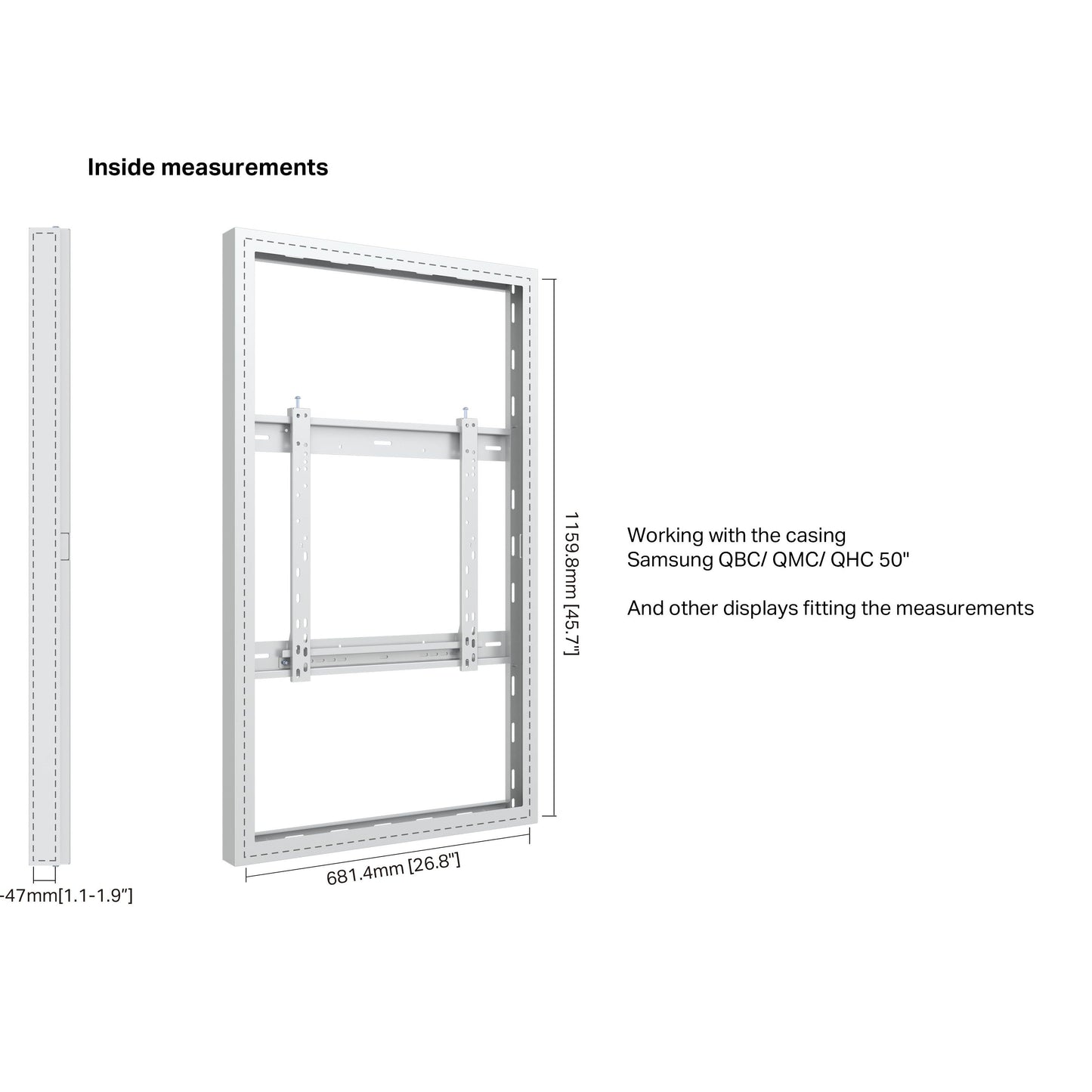 Multibrackets M Pro Series Enclosure 50" Wall Slim Medium White