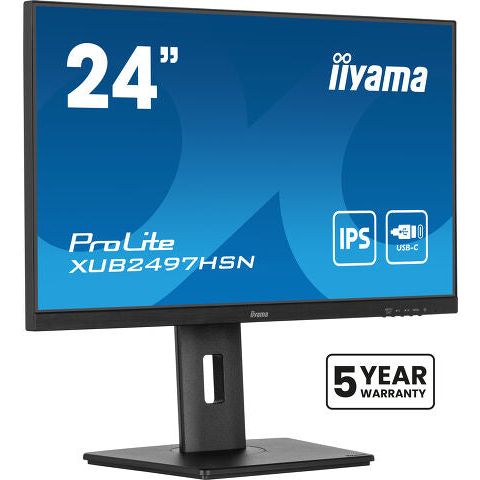 iiyama ProLite XUB2497HSN-B2 24" Full HD LED Desktop Monitor with USB-C Hub & RJ45 Port