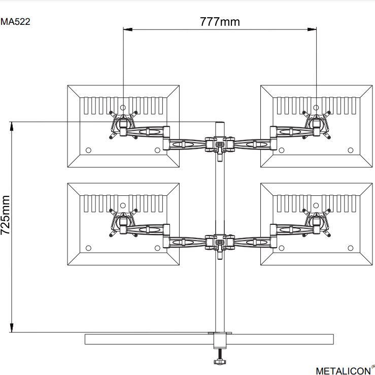 Metalicon PMA524 Kardo Quad Monitor Arms