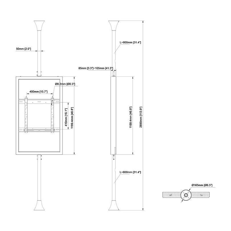 Multibrackets M Pro Series - Enclosure 50" Floor to Ceiling Medium Black