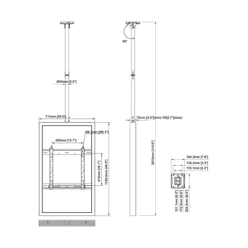 Multibrackets M Pro Series - Enclosure 50" Ceiling Medium White