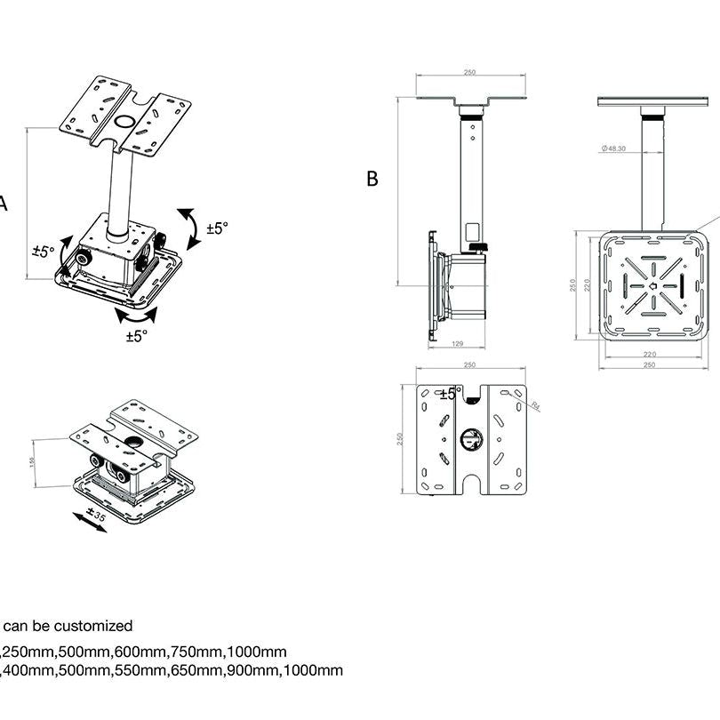 Multibrackets M Projector Mount Pro HD 2350mm 40kg White