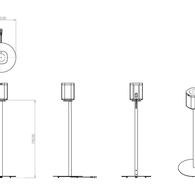 Multibrackets M Sonos S1/P1 Floor Stand - Single White