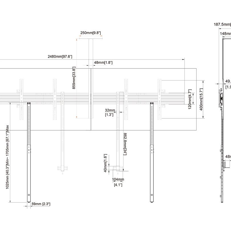 Multibrackets M Pro Series - Collaboration Side by Side 75" Floorsupport