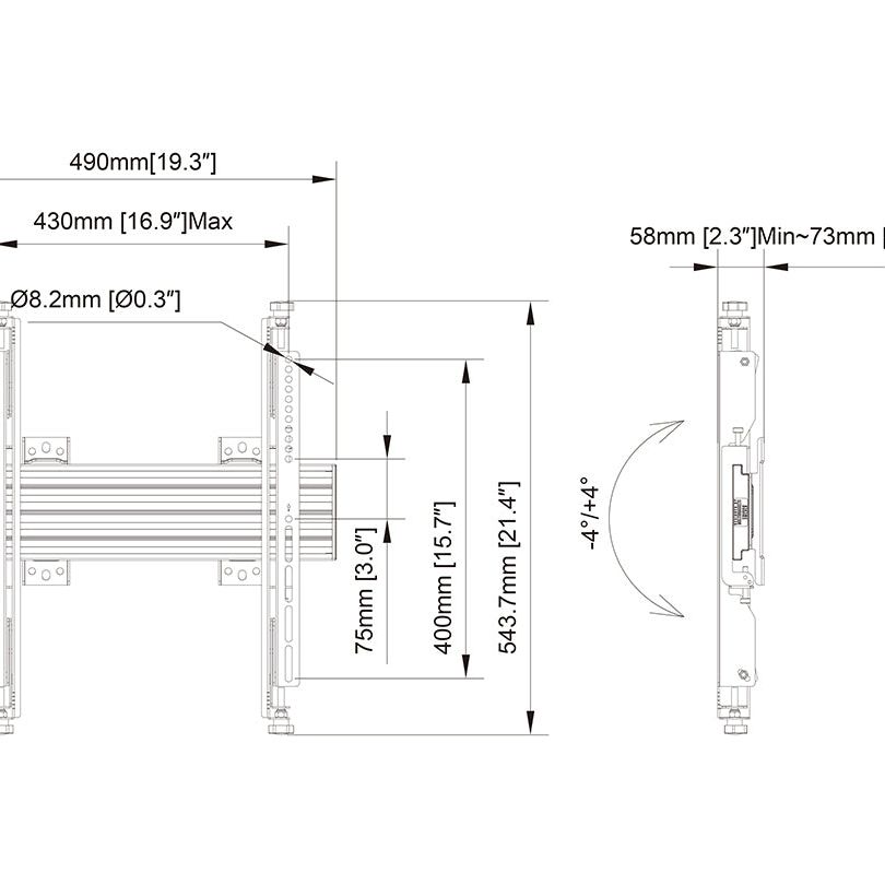 Multibrackets M Wallmount Pro MBW1U 400 Micro Adjustable Black
