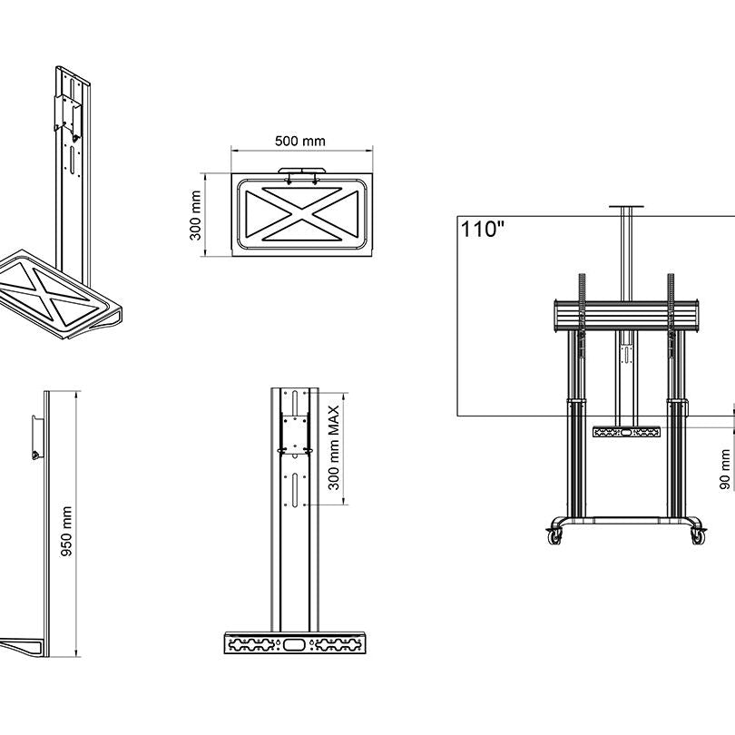Multibrackets M Motorized Public Floorstand Shelf Dual Pillar 180 HD