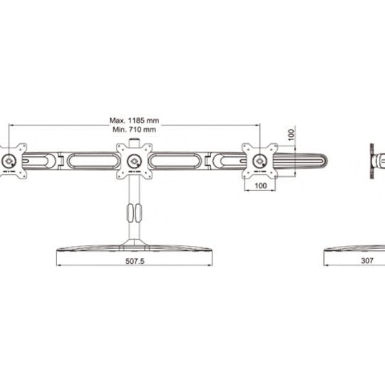 Multibrackets M VESA Desktopmount Triple Stand 15"-24"