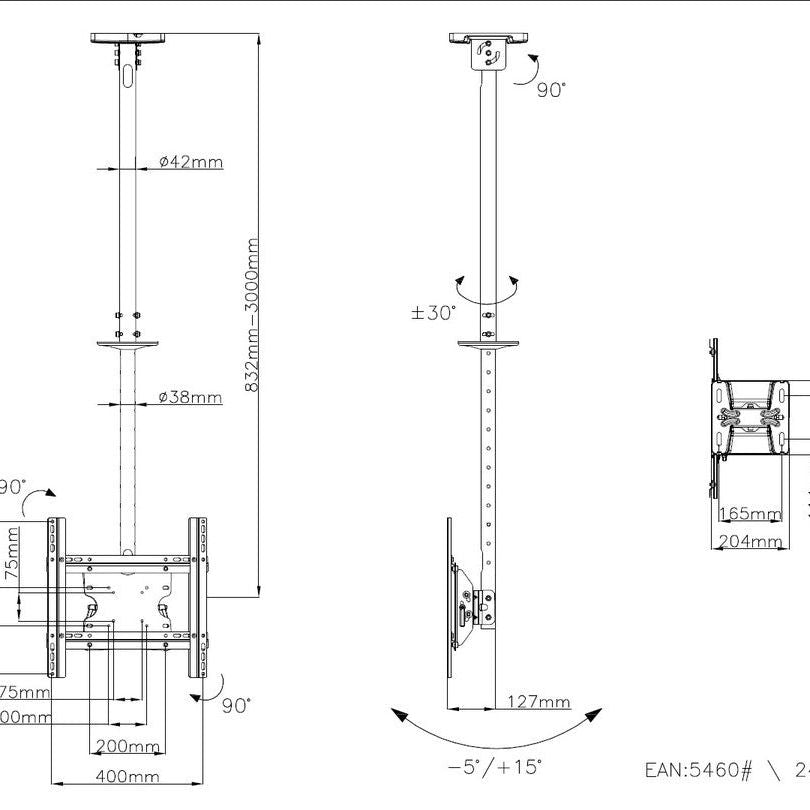 Multibrackets M Public Ceilingmount Medium Single White 3000