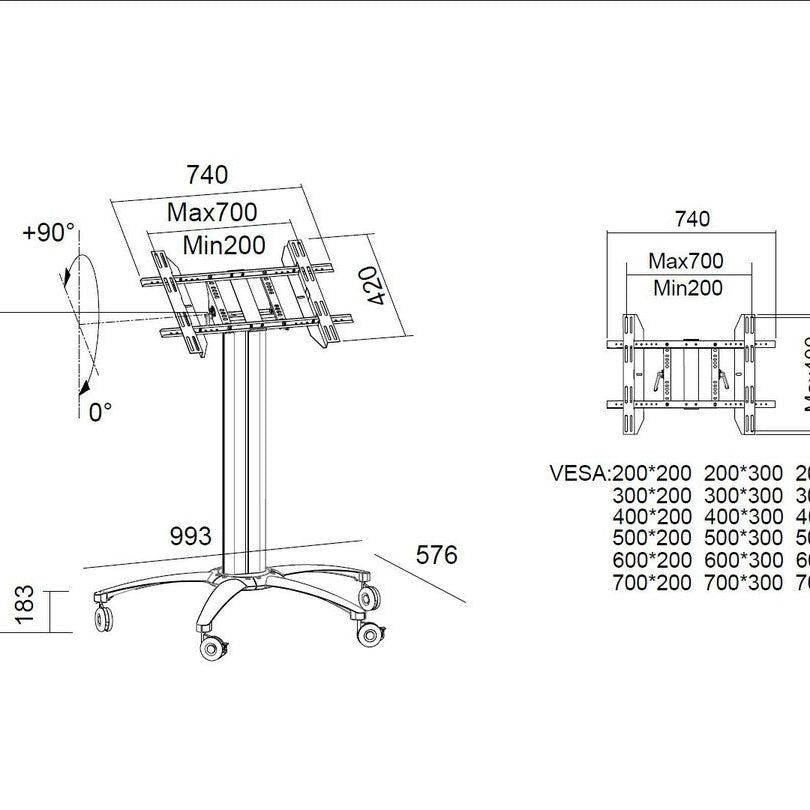 Multibrackets M Public Display Stand 110 Tilt & Table Silver