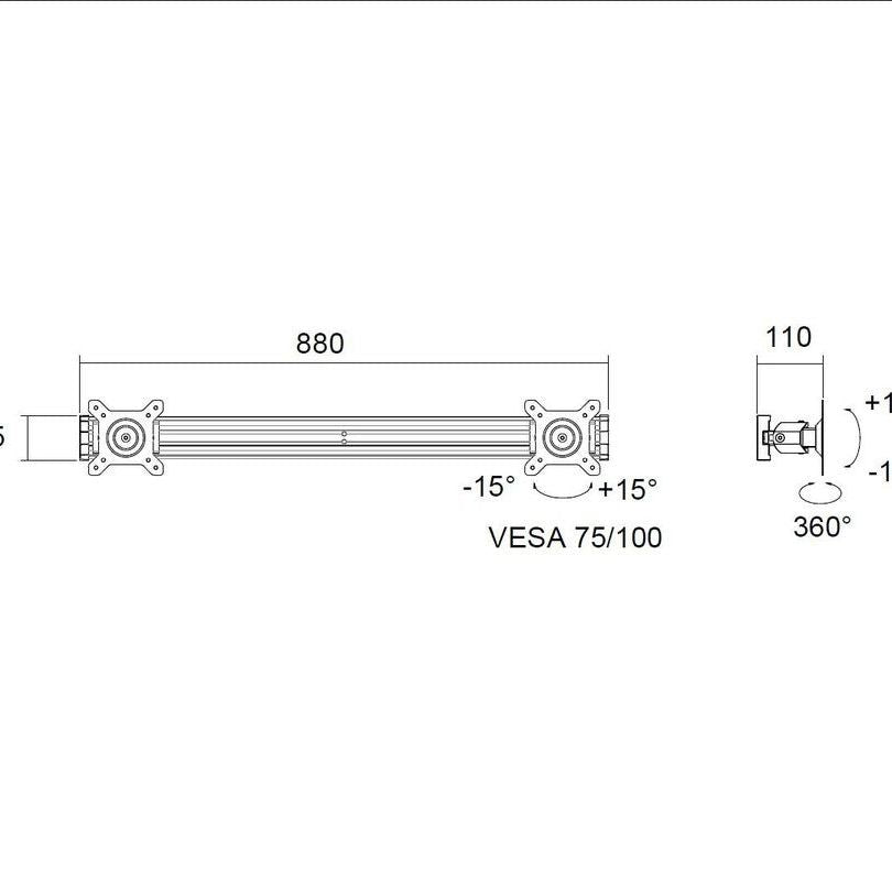 Multibrackets M Public Display Stand Dual Screen Mount 15"-32" Silver
