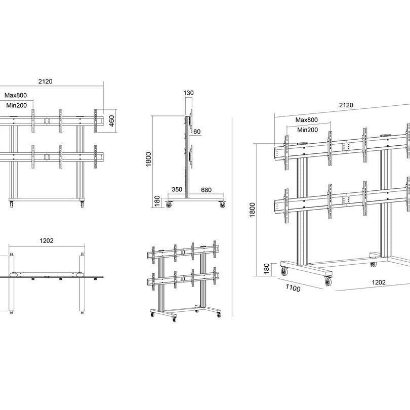 Multibrackets M Public Video Wall Stand 4-Screens 40-55" Black
