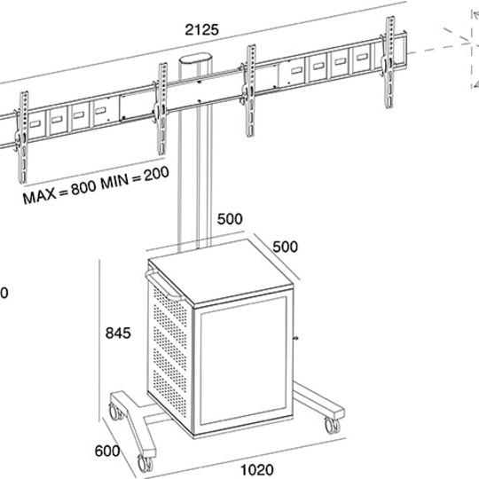 Multibrackets M Public Display Stand 180 Dual MediaBox4 Black