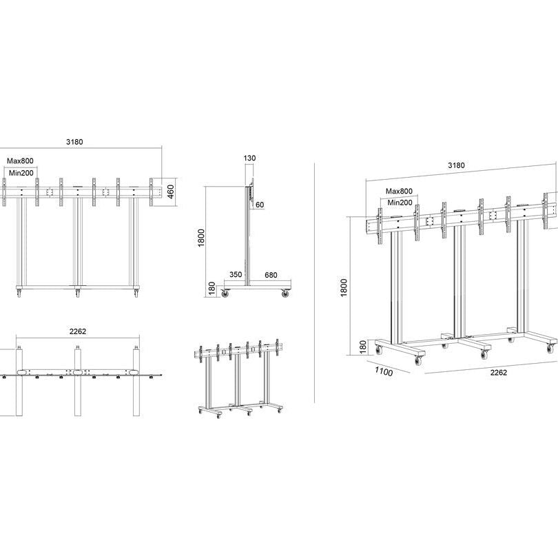 Multibrackets M Public Video Wall Stand 3-screens 40-55" Black