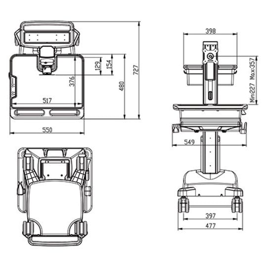 Multibrackets M Universal Workstation Cart DT with Batterypack